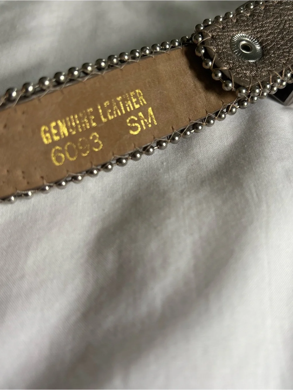 Genuine Leather Rhinestone Western Belt Brown Sz S